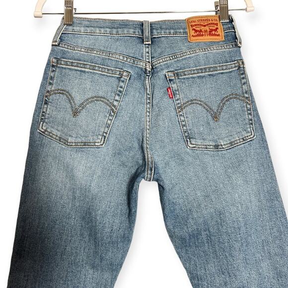 Levi's Wedgie Skinny High Rise Jeans SIZE 27 x 27 Distressed Blue Stretch - Picture 8 of 10